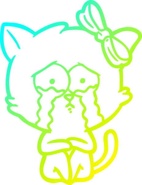 Bir insan tarafından çizilen çizgi film kedisinin soğuk gradyan çizgisi.