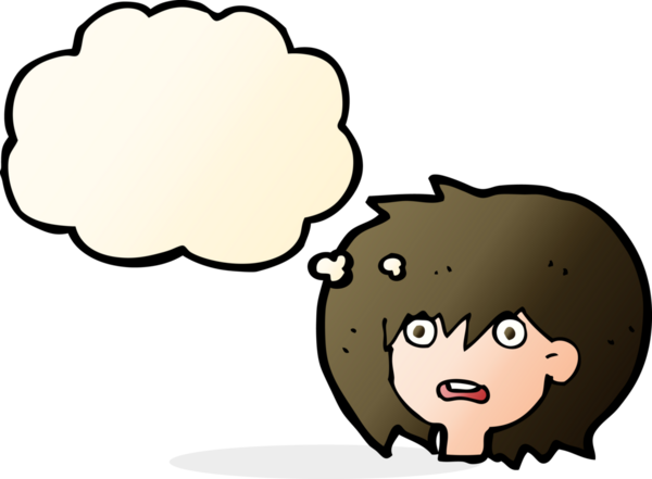 Bir insan tarafından çizilen düşünce baloncuğuyla şok olmuş çizgi film.