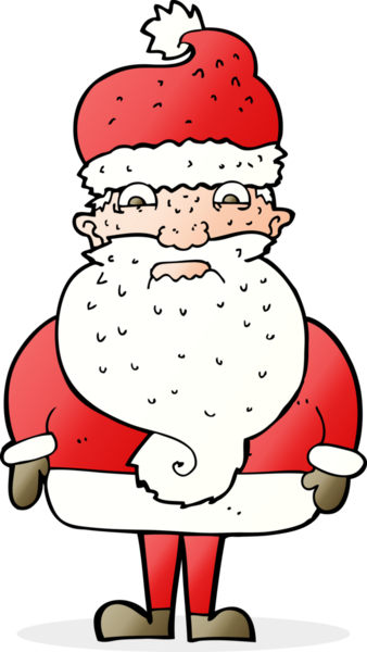 Bir insan tarafından çizilmiş huysuz Noel Baba çizgi filmi.