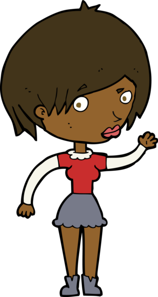 Bir insan tarafından çizilmiş, el sallayan bir kadın.