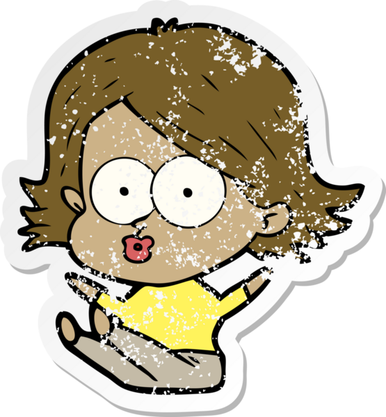 Bir insan tarafından çizilmiş karikatür kızının sıkıntılı çıkartması.