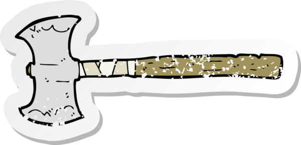 Bir insan tarafından çizilmiş çift taraflı baltanın gerilimli çıkartması.