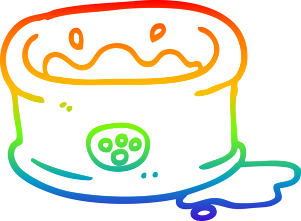 Gökkuşağı gradyan çizgisi bir insan tarafından çizilmiş evcil hayvan kasesinin çizimi