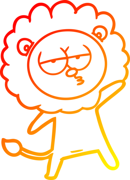 Bir insan tarafından çizilmiş yorgun bir aslanın çizgi çizimi.