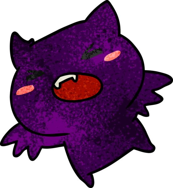 Bir insan tarafından çizilmiş kawaii sevimli yarasasının desenli çizimi