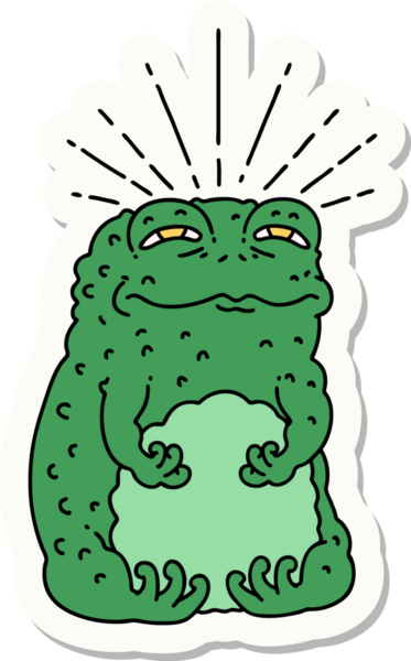 Bir insan tarafından çizilmiş dövme stili karakteri çıkartması.