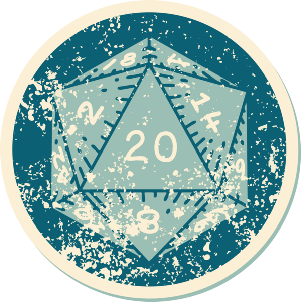 bir insan tarafından çizilmiş d20 zarının sembolik depresif dövme şekli