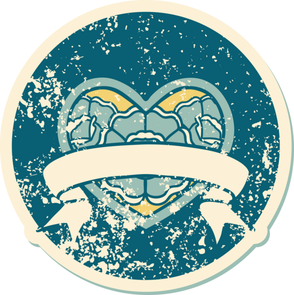 Bir insanın çizdiği çiçekli kalp ve pankartın sembolik dövmeli resmi.