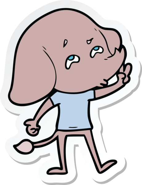 Bir insan tarafından çizilmiş karikatür filinin çıkartması.