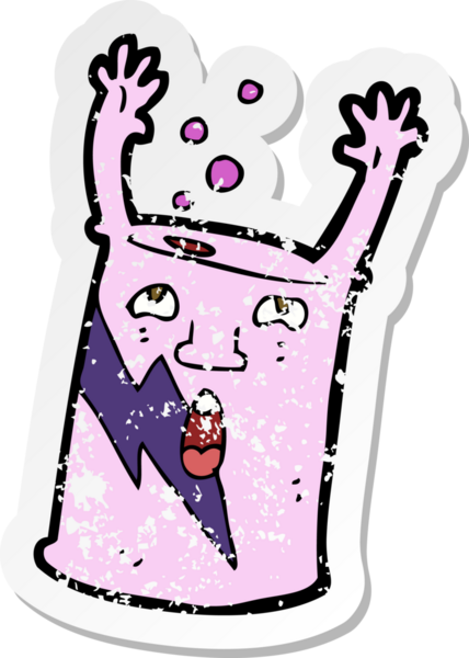 Bir insan tarafından çizilmiş bir karikatür soda kutusunun gerilimli yapıştırması.