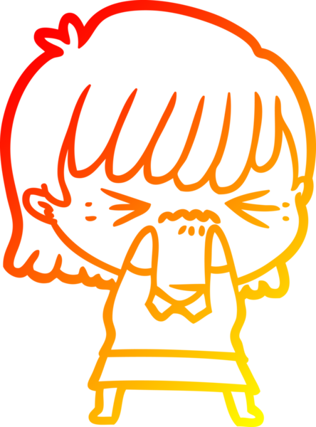 Bir insan tarafından çizilmiş kızgın bir çizgi film kızı çizimi.