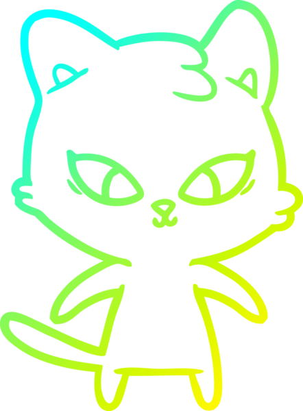 Bir insan tarafından çizilmiş bir çizgi film kedisinin soğuk gradyan çizgisi.