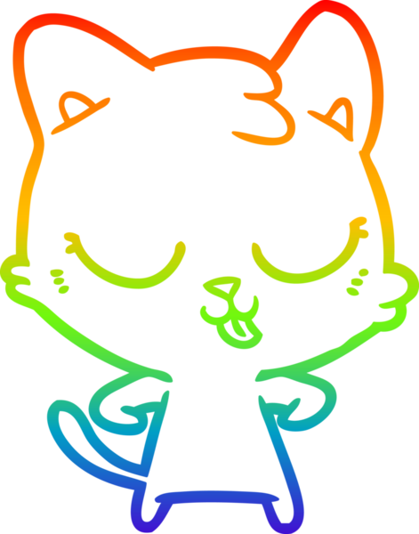 gökkuşağı gradyan çizimi mutlu çizgi film kedisi bir insan tarafından çizildi