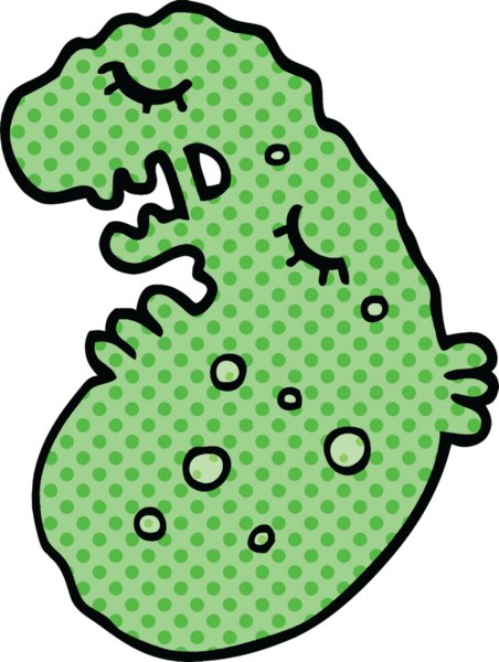 Bir insan tarafından çizilmiş çizgi roman tarzı bir mikrop.