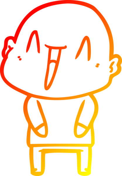 Bir insan tarafından çizilmiş mutlu, kel bir adamın sıcak çizgi çizimi.