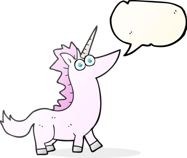 Bir insan tarafından çizilmiş serbest konuşma balonu tek boynuzlu at.