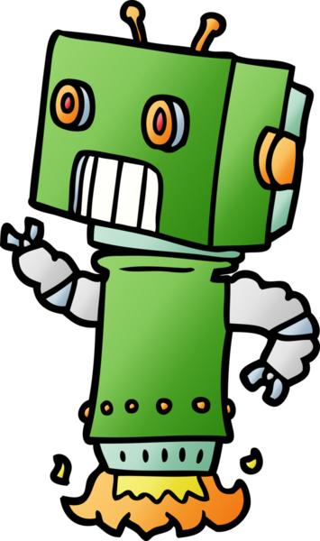 Bir insan tarafından çizilmiş çizgi film robotu