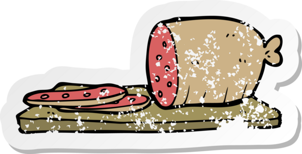 Bir insan tarafından çizilmiş dilimlenmiş sosisin gerilimli yapıştırması.