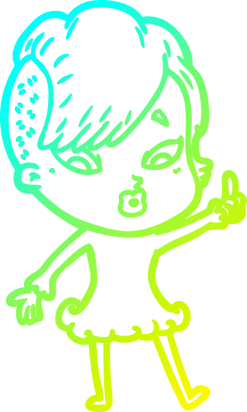 Bir karikatürün soğuk gradyan çizimi bir insan tarafından çizilen kızı şaşırttı.