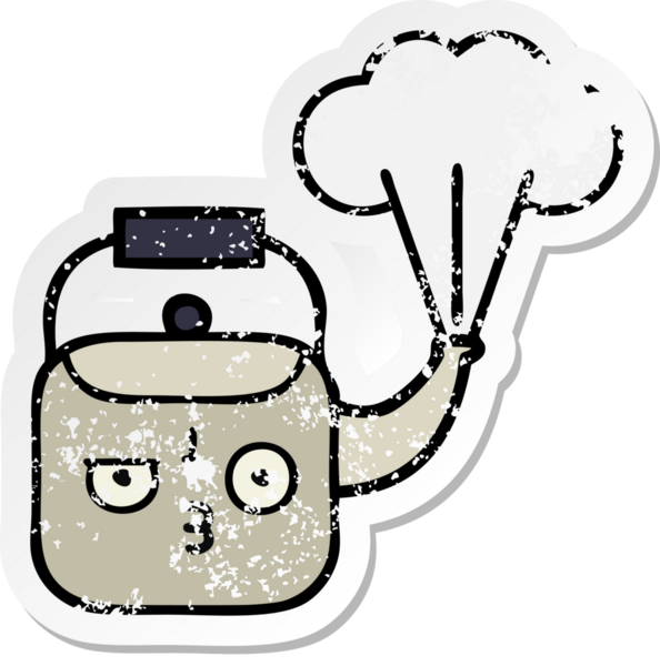 Bir insan tarafından çizilmiş dumanı tüten tatlı bir karikatür çıkartması.