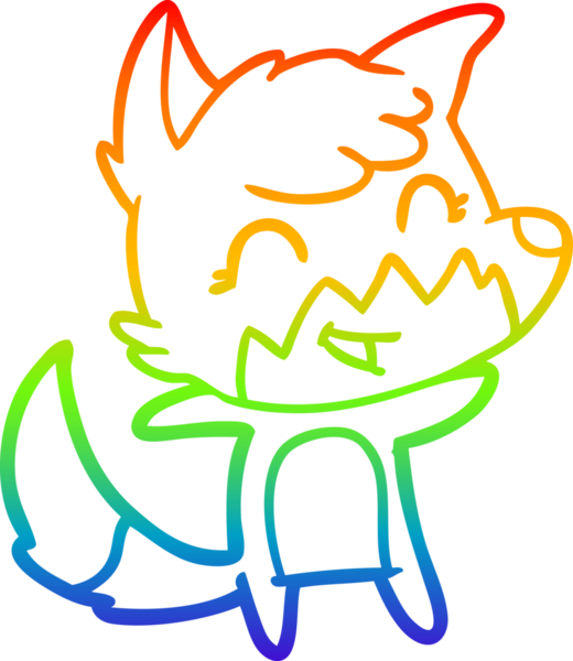 gökkuşağı gradyanı çizimi bir insan tarafından çizilmiş mutlu bir tilki çizgi filmi.