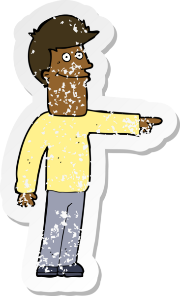 Bir insan tarafından çizilmiş karikatür adamın gerilmiş çıkartması.