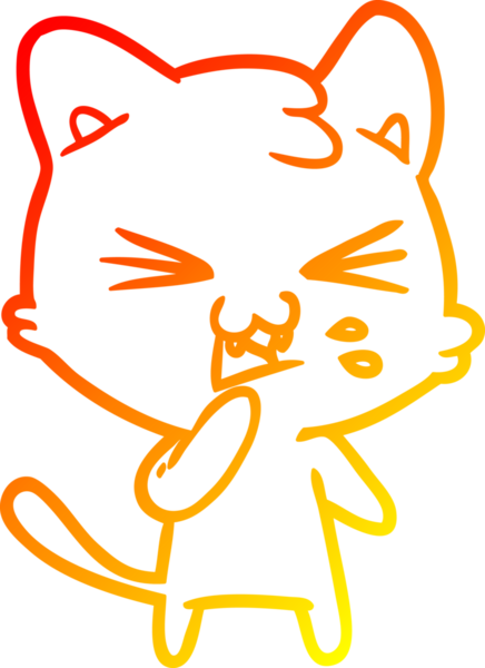 Bir insan tarafından çizilmiş çizgi film kedisinin sıcak çizgi çizimi