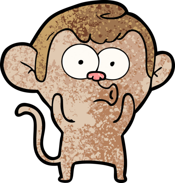 Bir insan tarafından çizilmiş korna çalan maymun.