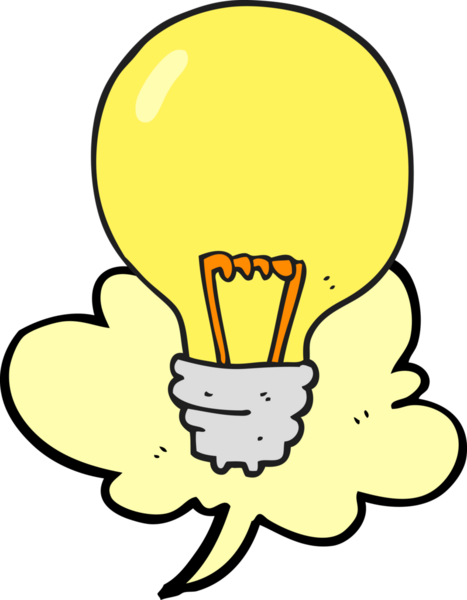 Bir insan tarafından çizilmiş serbest konuşma balonu çizgi film ampulü