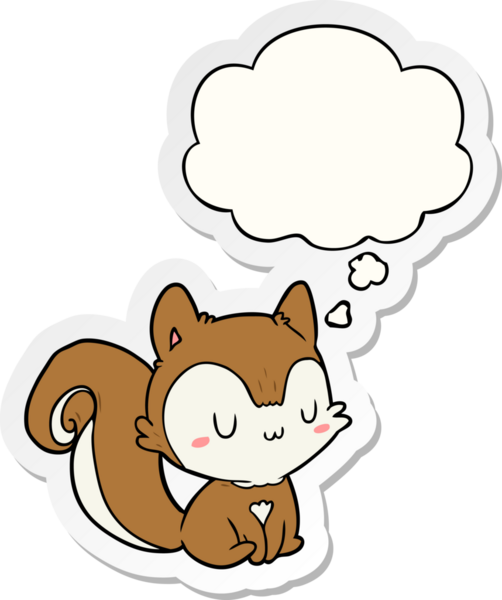 Düşünce baloncuğu olan çizgi film sincabı insan tarafından çizilmiş bir çıkartma.