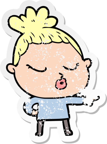 Bir insan tarafından çizilmiş sakin bir karikatür çıkartması.