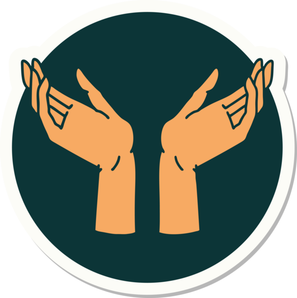 Bir insan tarafından çizilmiş geleneksel bir açık el dövmesi çıkartması.