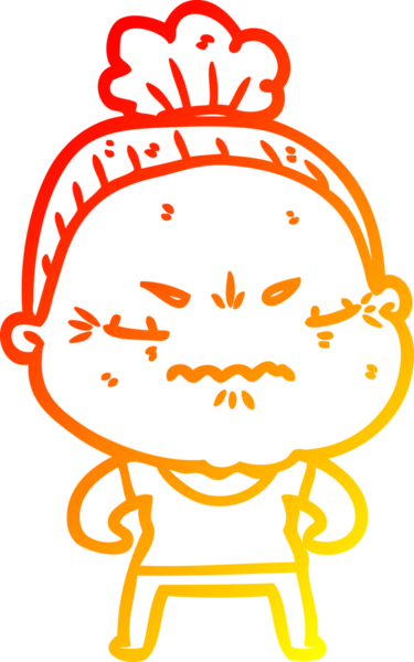 Bir insan tarafından çizilmiş, karikatür çizen yaşlı bir kadın.