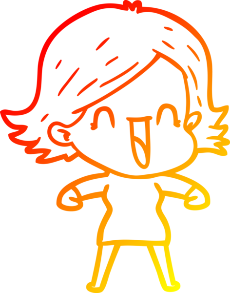 Bir insan tarafından çizilmiş mutlu bir kadının çizgi çizimi.