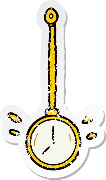 Bir insan tarafından çizilmiş çizgi film altın saatinin sıkıntılı çıkartması.