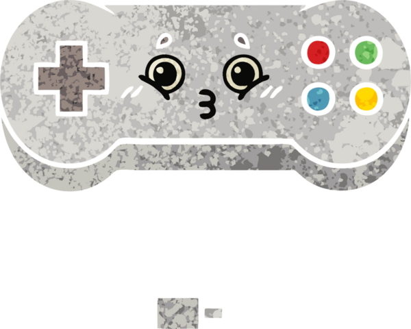 Bir insan tarafından çizilmiş bir oyun denetleyicisinin retro illüstrasyon tarzı karikatürü