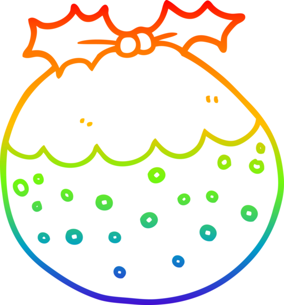 gökkuşağı gradyanı çizimi bir insan tarafından çizilmiş bir çizgi noel pudingi.