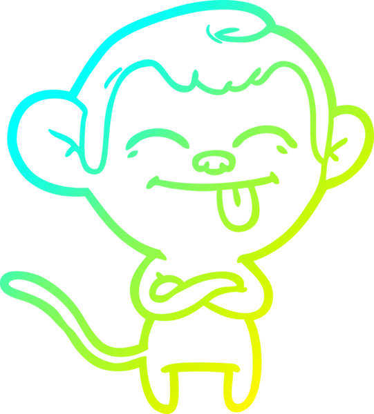 Bir insan tarafından çizilmiş komik bir çizgi maymunun soğuk eğim çizgisi.