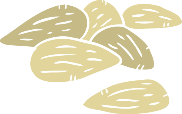 Bir insan tarafından çizilmiş düz renkli çizgi film bademleri