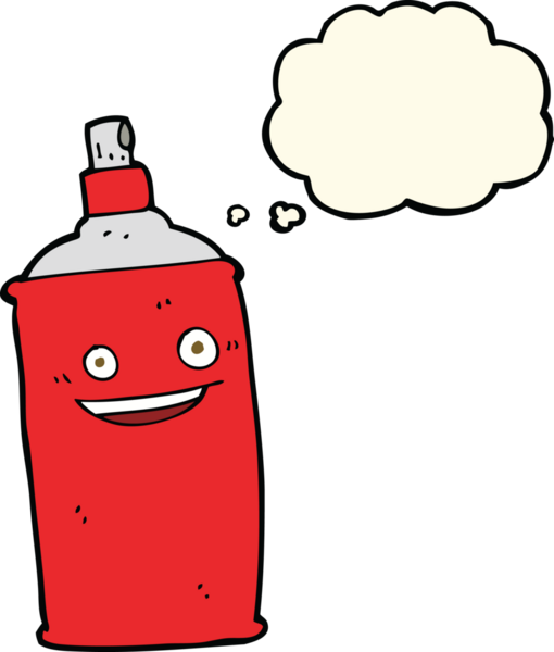 Bir insan tarafından çizilmiş düşünce baloncuklu çizgi film spreyi.