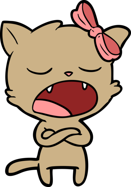 Bir insan tarafından çizilmiş kızgın çizgi film kedisi.