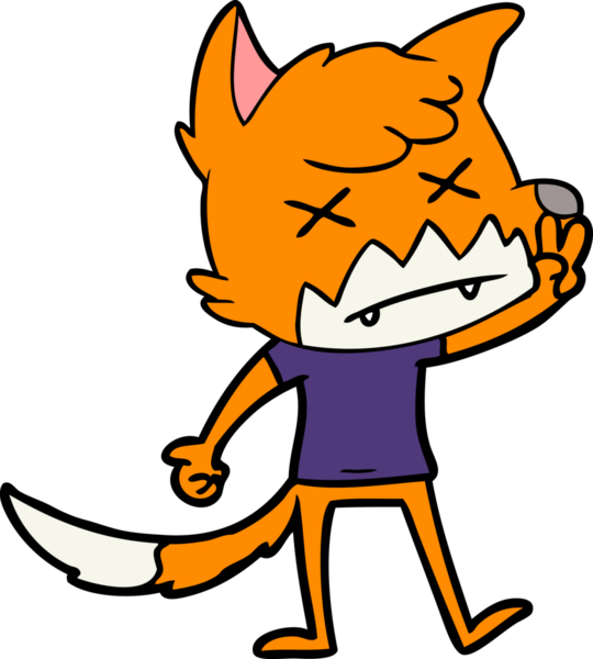 Bir insan tarafından çizilmiş ölü tilki çizgi filmi