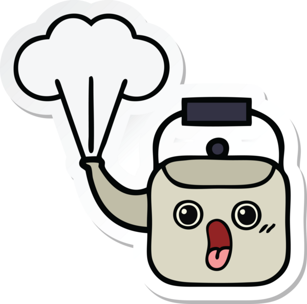 Bir insan tarafından çizilmiş dumanı tüten şirin bir çizgi film çıkartması.