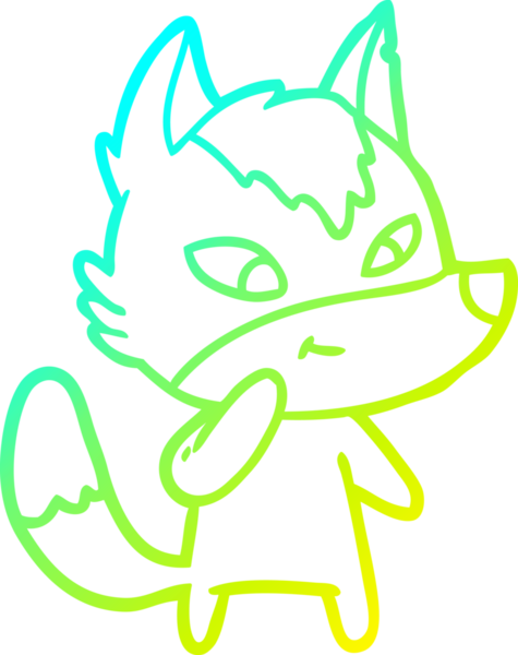 Bir insan tarafından çizilmiş dost canlısı bir kurt çizgi çizimi.