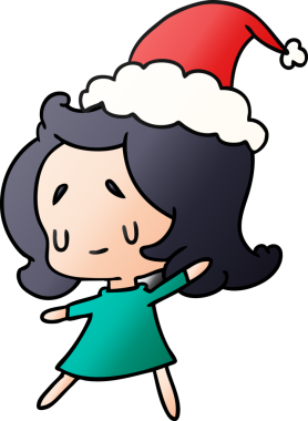 Bir insan tarafından çizilmiş Kawai kızının el çizimi gradyan çizgi filmi.