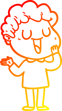 Bir insan tarafından çizilmiş gülen bir çizgi film karakterinin sıcak çizgi çizimi.