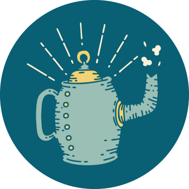 Bir insan tarafından çizilmiş eski bir kahve demliğinin simgesi.