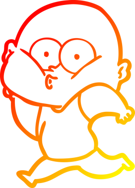 Bir insan tarafından çizilmiş kel bir adamın sıcak çizgi çizimi.