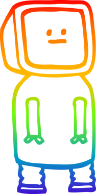gökkuşağı gradyanı çizimi bir insan tarafından çizilmiş komik bir robot.