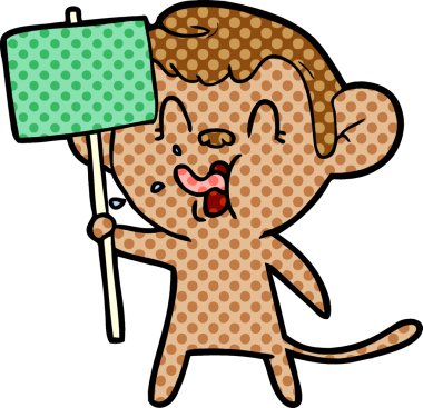 Bir insan tarafından çizilmiş işaretli çılgın çizgi film maymunu